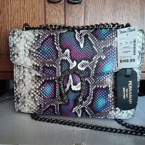 Persaman brand genuine leather snake print purse